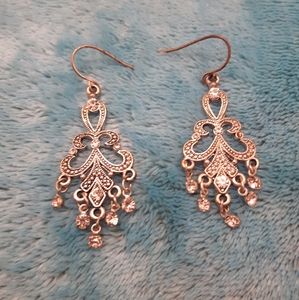 Crystal & Silver Chandelier Earrings Y2K